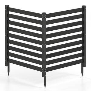 2-Panel Wooden Outdoor Privacy Fence with Ground Stakes-Black view 4