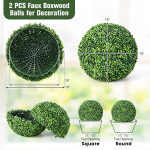 2 Pieces 19 Inch Artificial Topiary Balls Faux Boxwood Ball Plants view 5