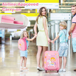 2 PCS Kid Luggage Set With Spinner Wheels for Children Boys Girls-Pink view 5