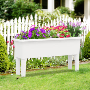 2 PCS Raised Garden Beds Self-Watering Planter Box with Detachable Legs and Drainage Hole-White view 2