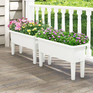 2 PCS Raised Garden Beds Self-Watering Planter Box with Detachable Legs and Drainage Hole-White view 3