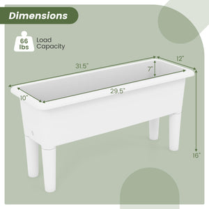 2 PCS Raised Garden Beds Self-Watering Planter Box with Detachable Legs and Drainage Hole-White view 4