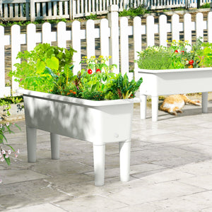 2 PCS Raised Garden Beds Self-Watering Planter Box with Detachable Legs and Drainage Hole-White view 5