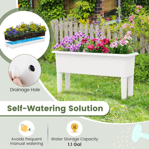 2 PCS Raised Garden Beds Self-Watering Planter Box with Detachable Legs and Drainage Hole-White view 7