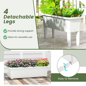 2 PCS Raised Garden Beds Self-Watering Planter Box with Detachable Legs and Drainage Hole-White view 8
