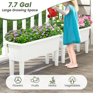 2 PCS Raised Garden Beds Self-Watering Planter Box with Detachable Legs and Drainage Hole-White view 9