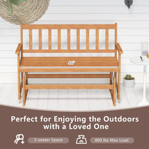 2-Person Outdoor Acacia Wood Glider Bench Patio Swing Rocking Loveseat view 9