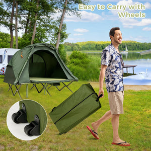 2-Person Outdoor Camping Tent with External Cover-Green view 2