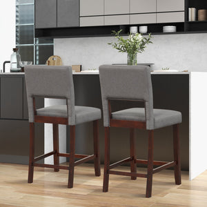 2 Piece Bar Chair Set with Hollowed Back and Rubber Wood Legs-Gray view 3