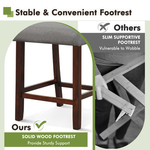 2 Piece Bar Chair Set with Hollowed Back and Rubber Wood Legs-Gray view 7