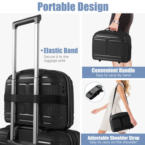 2-Piece Luggage Set 20 Inch Carry-on Suitcase and 14 Inch Cosmetic Case-Black view 8