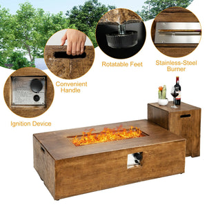 2 Pieces Outdoor Propane Fire Pit Table Set view 5