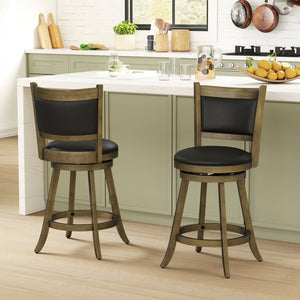 2 Pieces 24 Inch Swivel Counter Stool Dining Chair Upholstered Seat-Gray view 3