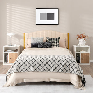 2 Pieces 25 Inch Tall Nightstands with Door and 2 Open Shelves-White view 2