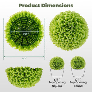 2 Pieces Artificial Plant Topiary Balls Faux Boxwood Decorative Balls-Green view 4