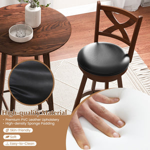 2 Pieces Classic Counter Height Swivel Bar Stool Set with X-shaped Open Back-L view 8