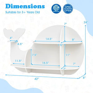 Floating Dolphin Shelves Wall Mounted Storage Display Rack-White view 5