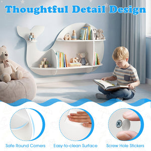 Floating Dolphin Shelves Wall Mounted Storage Display Rack-White view 9