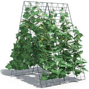 2 Pieces Foldable A-Frame Trellis Plant Supports with Twist Ties-Green view 4