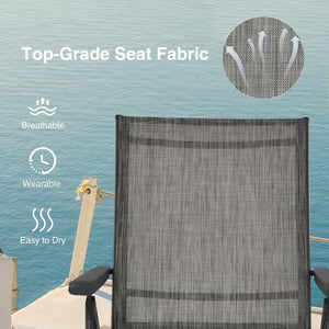 2 Pieces Foldable Chaise Lounge Chair with 2-Position Footrest-Gray view 7