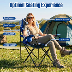 2 Pieces Folding Camping Chairs for Adults with Cup Holders-Navy view 8