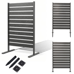 2 Pieces Outdoor Privacy Screen Fence for Backyard Pool Lawn-Gray view 3