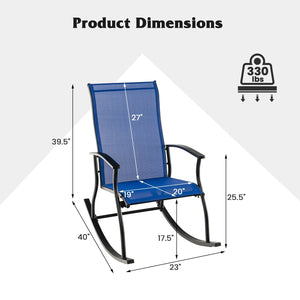 2 Pieces Outdoor Rocking Chairs with Breathable Backrest-Navy view 4