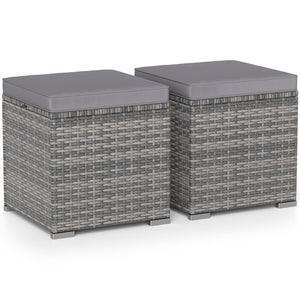 2 Pieces Patio Ottoman with Hidden Storage Space-Mix Grey-grey