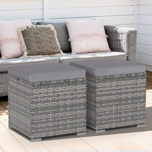 2 Pieces Patio Ottoman with Hidden Storage Space-Mix Grey-grey view 2