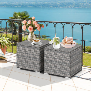 2 Pieces Patio Ottoman with Hidden Storage Space-Mix Grey-grey view 3