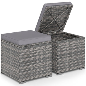 2 Pieces Patio Ottoman with Hidden Storage Space-Mix Grey-grey view 4