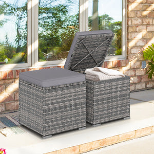 2 Pieces Patio Ottoman with Hidden Storage Space-Mix Grey-grey view 6