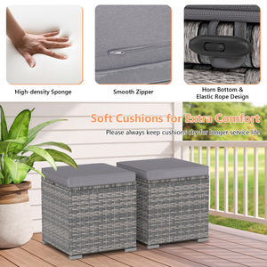 2 Pieces Patio Ottoman with Hidden Storage Space-Mix Grey-grey view 7