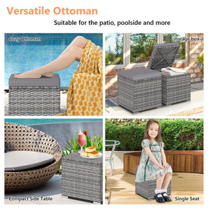 2 Pieces Patio Ottoman with Hidden Storage Space-Mix Grey-grey view 8
