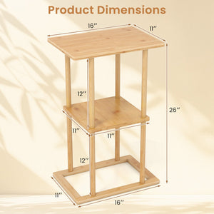 2 Pieces Side Table with Storage Shelves and Bamboo Construction-Natural view 4