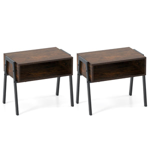 2 Pieces Stackable Night Stand Bedside End Table Set