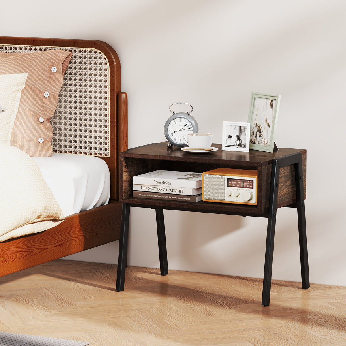 2 Pieces Stackable Night Stand Bedside End Table Set view 2