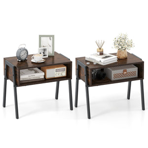 2 Pieces Stackable Night Stand Bedside End Table Set view 4