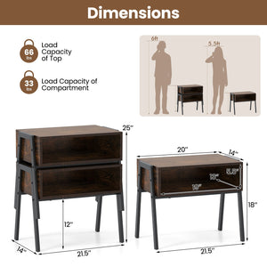 2 Pieces Stackable Night Stand Bedside End Table Set view 5