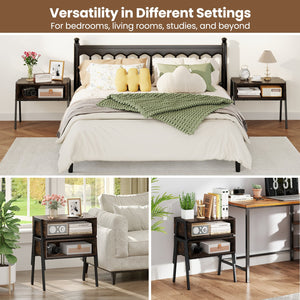 2 Pieces Stackable Night Stand Bedside End Table Set view 7