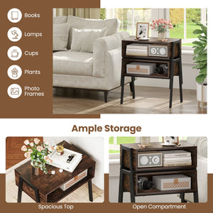 2 Pieces Stackable Night Stand Bedside End Table Set view 8