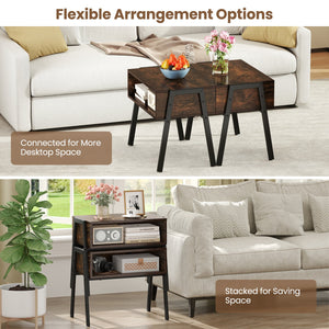 2 Pieces Stackable Night Stand Bedside End Table Set view 9