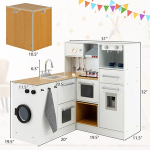 2-Pieces Wooden Kids Kitchen Playset with Light and Sound view 5