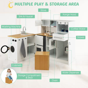 2-Pieces Wooden Kids Kitchen Playset with Light and Sound view 7