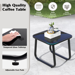 2 Rocking Bistro Chairs and Glass-Top Table for Porch Yard Balcony-Black view 7