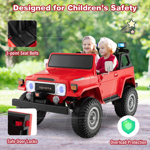 12V 2-Seat Licensed Kids Ride On Toyota FJ40 Car with 2.4G Remote Control-Red view 3
