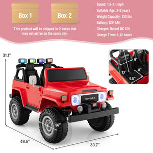 12V 2-Seat Licensed Kids Ride On Toyota FJ40 Car with 2.4G Remote Control-Red view 4