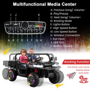 2-Seater Kids Ride On Dump Truck with Dump Bed and Shovel-Black view 7