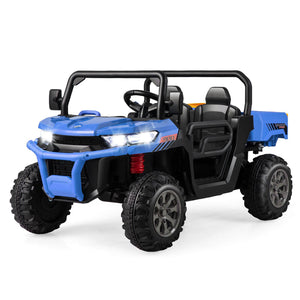 2-Seater Kids Ride On Dump Truck with Dump Bed and Shovel-Blue view 4
