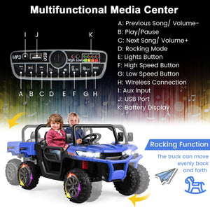 2-Seater Kids Ride On Dump Truck with Dump Bed and Shovel-Blue view 6